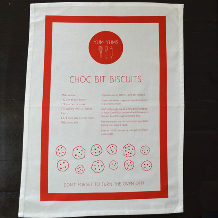 Limited Edition Tea Towel - Choc Bit Biscuit Recipe
