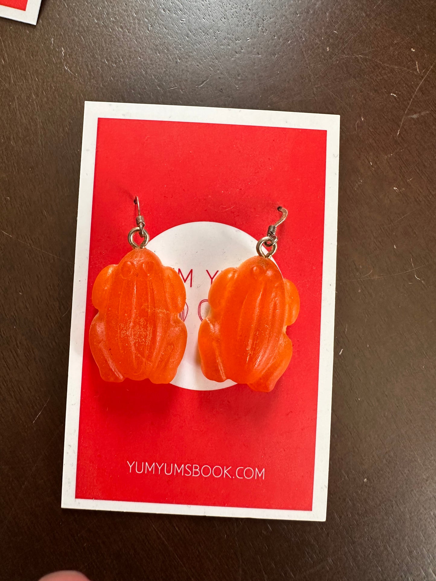 SAMPLE - Orange Hoppers - Orange Frog Earrings